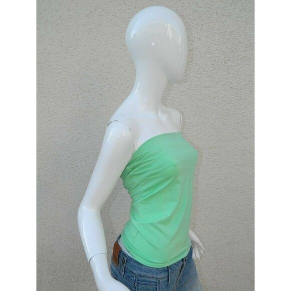 Blue Life‎ Tank Tube Top Built in Bra Mint Green Cotton Size X-Small - Picture 6 of 8